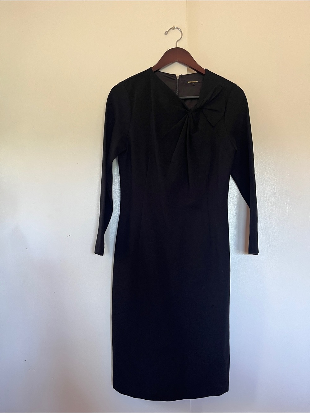 Kobi Halperin Black Long-Sleeve Sheath Dress with Bow Detail